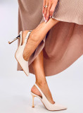 Lackierte Pumps auf goldenem Absatz Beige