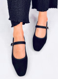 Ballerinas aus Wildleder mit Riemen Schwarz