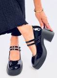 Lackierte Pumps auf breitem Absatz Schwarz