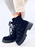 Stiefeletten mit dicken Schnürsenkeln Schwarz