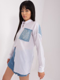 Weiße Damen Oversize-Bluse mit Applikationen