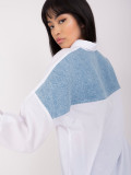 Weiße Damen Oversize-Bluse mit Applikationen