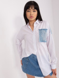 Weiße Damen Oversize-Bluse mit Applikationen