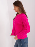 Fuchsia Damenpullover mit Zopfmuster