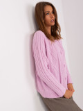 Lila Damen Strickjacke mit Knöpfen