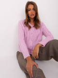 Lila Damen Strickjacke mit Knöpfen