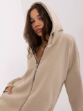 Beige lange Sweatjacke mit Reißverschluss Tina RUE PARIS
