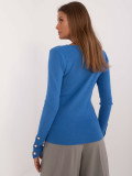 Eleganter blauer Pullover mit langen Ärmeln