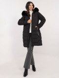 Damen schwarze Winterjacke mit Kapuze