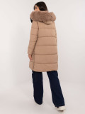 Beige Winterjacke mit Kapuze