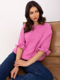 Rosa Pullover mit 3/4 Ärmeln