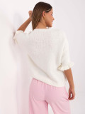 Eleganter ecru Pullover mit 3/4 Ärmeln