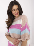 Weiß-rosa Pullover mit 3/4 Ärmeln