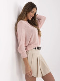 Eleganter rosa Pullover mit 3/4 Ärmeln