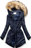 Verlängerte Steppjacke für Winter dunkelblau