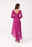 Asymmetrisches Maxi-Kleid mit langen Ärmeln in Bischofsviolett
