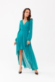 Asymmetrisches Maxi-Kleid mit langen Ärmeln in Hellgrün