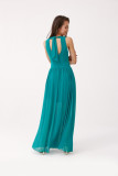 Langes Kleid mit Wickelausschnitt und Rückenschnürung, hellgrün