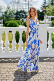 Gemustertes Chiffon-Maxikleid mit Wickelausschnitt Lorena