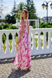 Gemustertes Chiffon-Maxikleid mit Wickelausschnitt