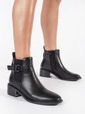 Schwarze Damen Stiefeletten mit Schnalle und Absatz