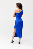 Satin-Midikleid mit einem Schulterträger in intensivem Blau