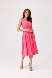 Midi-Kleid mit Wickelausschnitt und breiten Trägern in Amaranth
