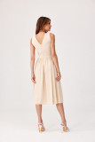 Beiges Midi-Kleid mit Wickelausschnitt und breiten Trägern