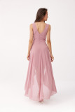 Asymmetrisches Kleid mit Wickelausschnitt in dunklem Rosa