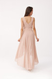 Asymmetrisches Maxikleid mit Wickelausschnitt in Cappuccino