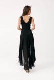 Asymmetrisches Kleid mit Wickelausschnitt, schwarz