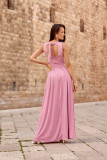 Maxi-Brokatkleid mit Rückenschnürung in Rosa