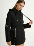 Damen-Parka mit Golddetails Schwarz