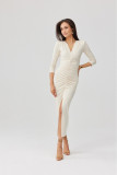 Midi-Kleid in Vanillefarbe Mireya