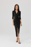 Schwarzes Midi-Kleid Mireya