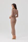 Midi-Kleid in Cappuccino-Farbe