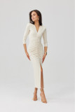 Midi-Kleid in Vanillefarbe Mireya