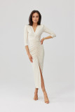Midi-Kleid in Vanillefarbe Mireya