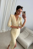 Midi-Kleid in Hellgelb Mireya