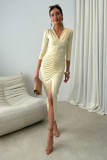 Midi-Kleid in Hellgelb Mireya