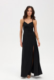 Schwarzes Maxi-Trägerkleid mit Rückenschnürung
