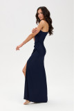 Dunkelblaues Maxi-Kleid mit One-Shoulder-Schnitt