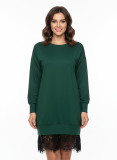 Sweatshirtkleid mit Spitze Hellbraun