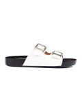 Weiße Damen-Sandalen mit dekorativen Schnallen