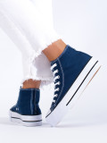 Damen hohe Sneakers auf Plattform Shelovet in Blau