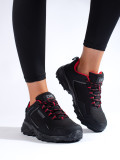 Damen Trekking Schuhe DK Waterproof Schwarz mit roten Akzenten