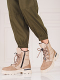 Beige Damen Schneestiefel Shelovet mit Schnürung