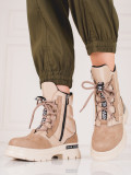 Beige Damen Schneestiefel Shelovet mit Schnürung