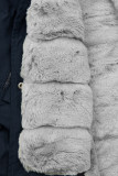 Winter Parka mit abnehmbaren Fellimitat dunkelblau