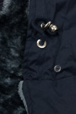 Winterparka mit Kunstfell-Kapuze dunkelblau/grau